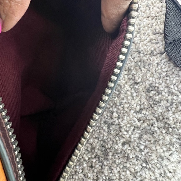 Fossil Patchwork  Multicolor Leather Zipper Pocket Satchel Crossbody Bag - Picture 7 of 15